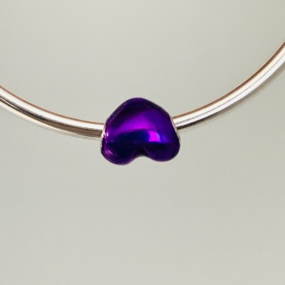 NEW Authentic Pandora METALLIC PURPLE Heart Charm 20137741 / Pandora Bracelet - Picture 4 of 7
